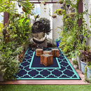 GENIMO 8 ' x 10 ' Outdoor Rug for Patio, Waterproof Indoor Outdoor Plastic Straw Rugs Carpet, Reversible Outside Area Mat for Camping, Balcony Porch, Deck, Picnic, Beach Navy Blue & Jade Green by GreenHaven Gardens