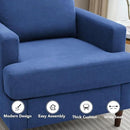 Mid-Century Accent Chair,Modern Linen Fabric Armchair for Living Room,Comfy Upholstered Reading Accent Chairs for Bedroom,Single Sofa Chair with Wood Legs (Blue, 1 Pack) by CozyNest Decor