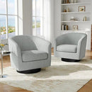 Swivel Barrel Accent Chair, Modern Round Chenille Fabric Arm Chair for Living Room, Bedroom, Comfy Club Reading Chairs for Adults（Chenille Fabric, Light Grey, Set of 2 by CozyNest Decor