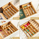 SMIRLY Silverware Drawer Organizer – Bamboo Kitchen Drawer Organizer, Adjustable Utensil Holder and Cutlery Tray, Drawer Dividers for Flatware and Kitchen Utensils by CozyNest Decor