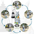 Rabbit Solar Lights Lantern Garden Statues with Succulent and 4 LED Lights - Outdoor Bunny Welcome Figurines Decorations for Patio Yard Lawn Ornaments Gifts for Birthday Easter Housewarming by CozyNest Decor