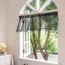 Sutuo Home Boho Valance Curtains for Kitchen Crochet Lace Sheer Bohemian Hollow Knitted with Tassels, Privacy Vintage Rustic Gothic Farmhouse Drapes, Rod Pocket 1 Panel 59" W x 18" L, Black by CozyNest Decor
