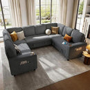 LINSY HOME Sectional Sleeper Sofa with Pull Out Couch Bed - Convertible Plush Corduroy Cloud Couch with Storage Chaise & USB Charging, Comfy Modular Couches for Living Room, Grey by CozyNest Decor