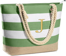 YOOLIFE Initial Canvas Waterproof Beach Tote Bag Zipper Personalized Gifts for Women Her Birthday Travel Beach Essential by TinyTreasures Baby Boutique