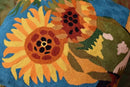 Turquoise Van Gogh Sunflower Pillow Cover Teal Floral Sofa Pillowcase Flower Chair Cushion Accent Throw Flowery Outdoor Pillows Farmhouse Couch Handmade Wool Size 18x18 by CozyNest Decor