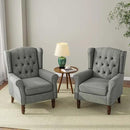 Accent Chair, Upholstered Armchair with Button Tufted High Back & Solid Wood Legs, Comfy Wingback Reading Single Sofa Chair for Small Spaces, Living Room, Bedroom (Grey, Set of 2) by CozyNest Decor