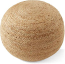 Casafield Hand-Braided Jute Pouf Ottoman Footrest, 19" Round x 10-1/2" High, Natural Woven Boho Floor Cushion, Home Decor for Living Room, Bedroom, Apartment by CozyNest Decor