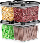 DWËLLZA KITCHEN Airtight Food Storage Containers - Pantry Snacks Kitchen Container, Baking Supplies, 4LB Sugar & Flour Canister - 4 Pc Set All Same Size - Clear Plastic BPA-Free - Keeps Fresh & Dry by CozyNest Decor