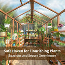 6x12 FT Wooden Greenhouse for Outdoors, Walk-in Greenhouse with 6MM Thick Polycarbonate Panel and Adjustable Roof Vents, Garden Backyard, Wood Colour by GreenHaven Gardens