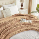 Carriediosa Chunky Knit Throw Blanket 50" X 60", 100% Hand Made Large Chenille Loop Yarn Soft Fluffy Throws for Couch Sofa Bed, Big Crochet Cozy Heavy Thick Cable Woven Blankets, Tan Brown by CozyNest Decor