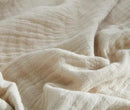 100% Cotton Muslin Throw Blanket for Bed, Couch, Small, Decorative, Soft, Pre-Washed, Breathable and Lightweight Gauze Blanket with Tassels, Suitable for All Seasons, Beige, 50"x60"