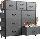 WLIVE Dresser for Bedroom with 10 Drawers, Fabric Dresser Chest of Drawers with Side Pockets and Hooks, Sturdy Metal Frame, Drawers Organizer Unit for Room, Hallway, Dark Gray by TinyTreasures Baby Boutique