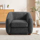 Modern Accent Chair for Living Room, Upholstered Armchair with Boucle Fabric, Single Sofa Chair with Solid Wood Legs, Boucle, Dark Grey by CozyNest Decor