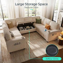 LINSY HOME Sectional Sleeper Sofa with Pull Out Couch Bed - Convertible Plush Corduroy Cloud Couch with Storage Chaise & USB Charging, Comfy Modular Couches for Living Room, Beige by CozyNest Decor