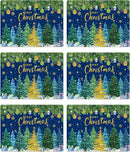 Christmas Pine Trees Placemats Set of 6 Plastic Table Mats Xmas Ball Ornaments Snowflakes Place Mats Holiday Pine Trees Winter Table Decoration for Indoor Outdoor Party Kitchen Dining by CozyNest Decor