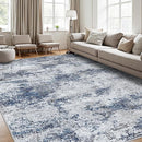 Area Rug 9x12 Washable Rugs: Abstract Large Living Room Rugs with Non-Slip Backing, Stain Resistant Indoor Floor Carpet for Bedroom Dining Room Table Nursery Hallway Home Office Blue/Gray/Black by TinyTreasures Baby Boutique