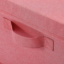 HOONEX Linen Foldable Storage Bins with Lids, 2 Pack, Storage Boxes with Carrying Handles and Sturdy Heavy Cardboard, 16.5" L x 11.8" W x 7.5" H for Shoes, Books, Clothes, Nursery, Pink by TinyTreasures Baby Boutique