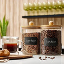 Set of 2 Large Glass Canisters for Kitchen Counter with Airtight Bamboo Lids + Marker & Labels - Cookie Jars with Wooden Lid, Food Storage Containers for Pantry, Flour Pasta Candy Coffee Pods - 68oz. by CozyNest Decor