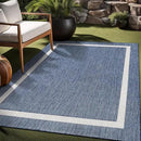 Bordered Outdoor Rug 5x7 Washable Outside Carpet for Indoor Patio Porch Waterproof Easy Cleaning Non Shedding Area Rugs Blue 5 x 7 by CozyNest Decor