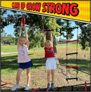 Hapfan Ninja Warrior Obstacle Course for Kids with Rickety Bridge, 50 FT Slackline Kit with Weather-Proof Obstacles, Outdoor Jungle Gym Climbing Toys for Backyard by TinyTreasures Baby Boutique