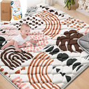 Baby Play Mats for Floor, 50x50 Playpen Mat for Babies, Extra Thicker & Soft Floor Crawling Mat, Foldable Non-Slip Playmat for Infants Toddlers, Boho Leaf Dark Brown by TinyTreasures Baby Boutique