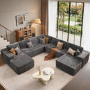 Cloud Sectional Couches for Living Room,G Shaped Modular Sofas No Assembly,135x133 Inches Plush Corduroy Oversized Floor Couch Set with Deep Seat Chaise,Grey by CozyNest Decor