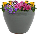 Sunnydaze Chalet Large Ceramic Plant Pot - Round Outdoor Glazed Ceramic Planter Pot with Drainage - Gray - 14.5" by CozyNest Decor