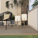 Deco 79 Metal Indoor Outdoor Planter Deep Dome Speckled Large Planter Pot with Gold Stands, Set of 2 Planters 22", 19"H, White by GreenHaven Gardens
