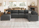 Nolany Sectional Sofa with Storage Ottoman, U Shape Couch with Chaise, Corduroy Modular Sectional Couch for Living Room, Dark Grey by CozyNest Decor