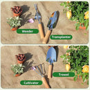 Gardening Tools 10-Piece Heavy Duty Stainless Steel Hand Tools with Durable Garden Tools Storage Tote,Rust-Proof Garden Tool Set, Ideal Gardening Gifts for Women Yellow Floral Pattern Design by GreenHaven Gardens