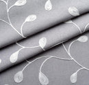 MIUCO Floral Embroidered Semi Sheer Curtains Faux Linen Grommet Curtain Panels for Bedroom 52 x 95 Inch 2 Panels, Grey by CozyNest Decor
