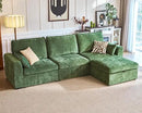 Oversized Modular Sofa Comfy Cloud Couch with Storage, Extra Deep Plush Sectional Sofa Set for Living Room, Covers Washable, Chenille, Olar (Green, 4-Seater with Ottoman, l-Shaped) by CozyNest Decor
