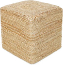 REDEARTH · Cube Pouf Foot Stool Ottoman - Jute Braided Pouffe Poof Accent Sitting Footrest for The Living Room, Bedroom, Nursery, Patio, Lounge & Other Rooms in The Home (14.5”x14.5”x16”; Natural) by CozyNest Decor