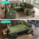 LINSY HOME Sectional Sleeper Sofa with Pull Out Couch Bed - Convertible Plush Corduroy Cloud Couch with Storage Chaise & USB Charging, Comfy Modular Couches for Living Room, Green by CozyNest Decor