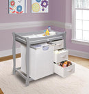 Badger Basket Sleigh-Style Baby Changing Table - Diaper Changing Station with 3 Storage Baskets - Nursery Organizer with Hamper, Changing Pad, Safety Rails - Gray by TinyTreasures Baby Boutique