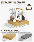 Marsmiles 6.7" Floating Shelves for Wall, Wooden Shelves with Invisible Brackets Set of 2, Rustic Farmhouse Wall Mounted Shelf for Kitchen Bathroom Living Room Study, Natural Oak by CozyNest Decor