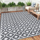 Pauwer Waterproof Outdoor Rug 8x10, Reversible Plastic Straw Patio Camping Rug, Indoor Outdoor RV Mat Carpet for Deck, Camper, Porch, Balcony, Backyard, Picnic, Geometric Grey by GreenHaven Gardens