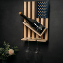 American Flag Wine Bottle Wall Rack Holder With 2 Wine Glasses By Patriotic Centerpi by The Wine Savant