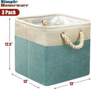 SIMPLE HOUSEWARE Fabric Storage Cubes, 13" x 13" Storage Bin, 3 Pack, Turquoise by CozyNest Decor