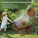 Wood Wagon Planter for Outdoor Balcony Decor - Garden Rustic Wooden Flower Cart with Wheels for Outside Garden Decor Wheelbarrow Planter for Patio by GreenHaven Gardens