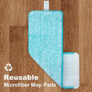 JOYMOOP Mop and Bucket Set with Wringer, with 5 Reusable Microfiber Mop Pads, Mops for Floor Cleaning and Wall Cleaning, Hands-Free Flat Mop for Home Use - Grey+Cyan Blue by CozyNest Decor