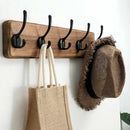 SKOLOO Rustic Wall Mounted Coat Rack, Case of 2, Pine Solid Wood Coat Hook Hanger - 5 Hooks for Hanging Clothes Robes Towels Coats by CozyNest Decor