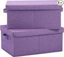 HOONEX Foldable Storage Bins with Lids, Pack of 2, Storage Boxes with 2 Carrying Handles and Sturdy Heavy Cardboard, 16.5" L x 11.8" W x 7.5" H for Shoes, Books, Clothes, Purple by TinyTreasures Baby Boutique