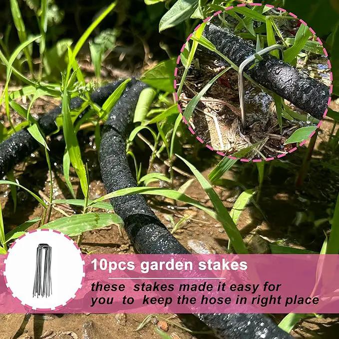 Rubber Soaker Hose, 1/2 inch, 100ft Garden Hose for Irrigation,Water-Saving up to 70%, Brass Connector Leak-Proof, Heavy-duty Hose, Watering for Trees,Lawns, Vegetables and Flowers., photo 7 of 8