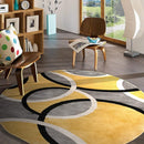 Rugshop Contemporary Abstract Circles Easy Maintenance for Home Office,Living Room,Bedroom,Kitchen Soft Round Rug 6' 6" (6' 6" Diameter) Yellow by TinyTreasures Baby Boutique