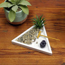 Nature's Mark Mini Zen Garden Kit for Desk with White Sand, Rake, White Base, Salt Rock and Air Plant (Triangle) by GreenHaven Gardens