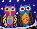 Lumbar Four Owls Decorative Pillow Cover Blue Whimsical Hand Embroidered Wool 14x20 by CozyNest Decor