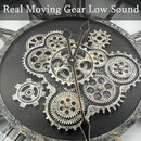 36 Inch Moving Gear Wall Clock, Oversized Wall Clocks, Clock Living Room Decor, Solid Wood Frame, Battery Operated, Large Wall Clock with Steampunk Industrial for Fireplace(Black) by CozyNest Decor