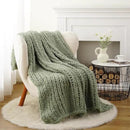 Battilo Chunky Knit Throw Blanket, Soft and Thick Chenille Throw Blanket, 50"x60" Handmade Cable Knit Crochet Blanket, Large Rope Knot Throw Blankets for Couch Sofa Bed Home Decor, Light Green by CozyNest Decor