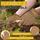 HANDLANDY Leather Work Gloves for Men & Women, Reinforced Durable Garden Gloves, Cowhide Working Glove for Gardening by GreenHaven Gardens